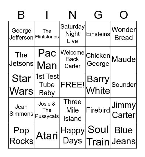 70's BINGO BASH Bingo Card