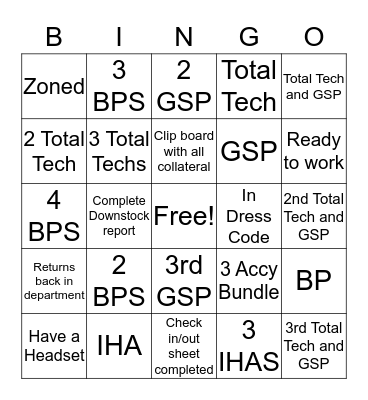 BestBuy Bingo Card