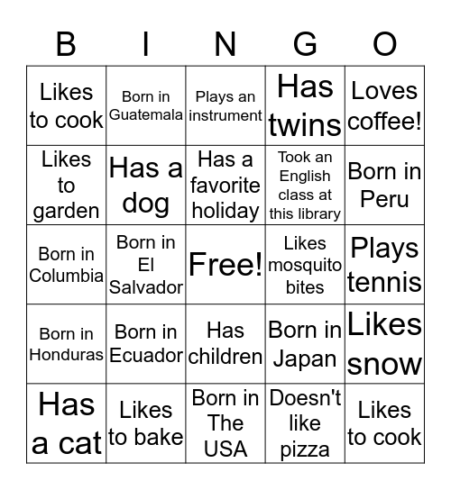WELCOME TO OUR CLASS Bingo Card