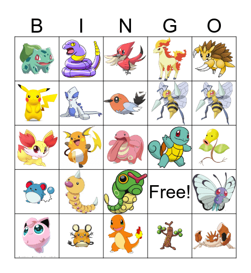 Pokèmon Bingo Card