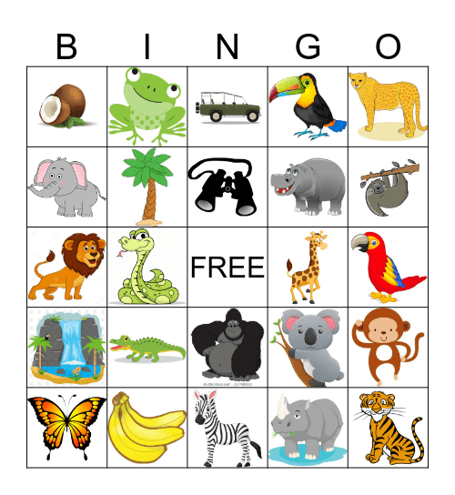 Into the Jungle Bingo Card