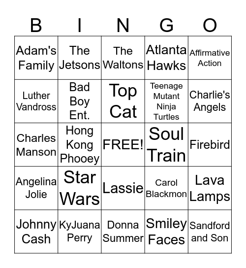 70's BINGO BASH Bingo Card