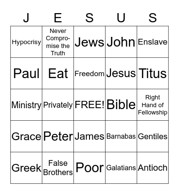 Stand Your Ground Bingo Card
