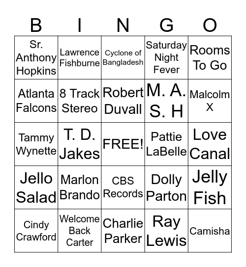 70's BINGO BASH Bingo Card