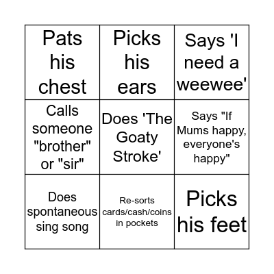 Babu Bingo!! Bingo Card