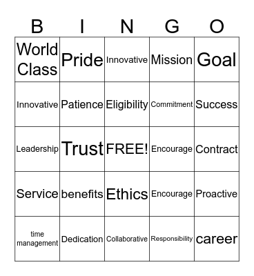 Customer Service Bingo Card