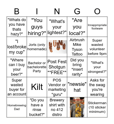 Summer Beerfest Bingo! Bingo Card