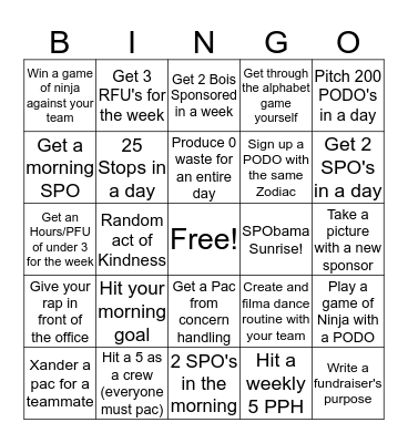 PLIZZAN BINGIZZLE Bingo Card