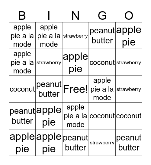 Pie Bingo Card
