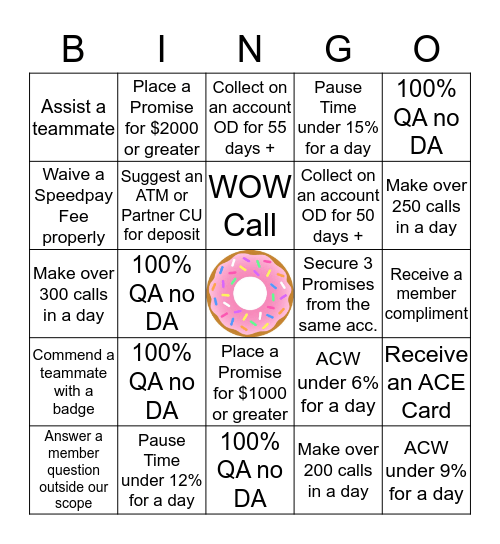 ODA BINGO Card