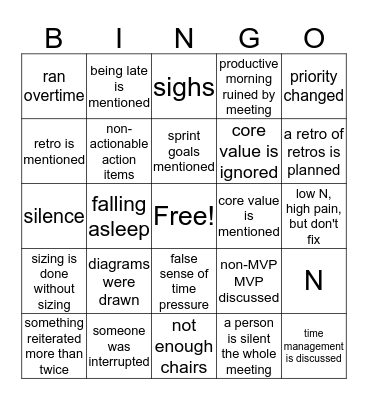Meeting-ism Bingo Card