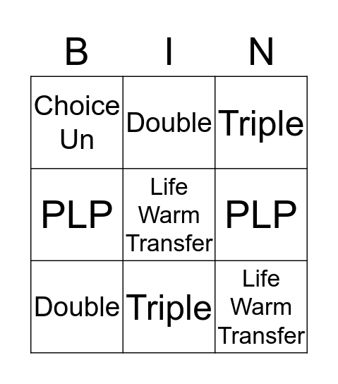 Cross Sale Bingo Card