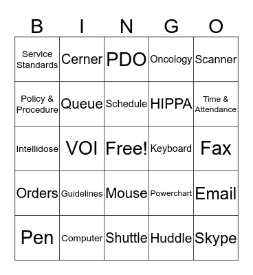 Workplace Bingo Card