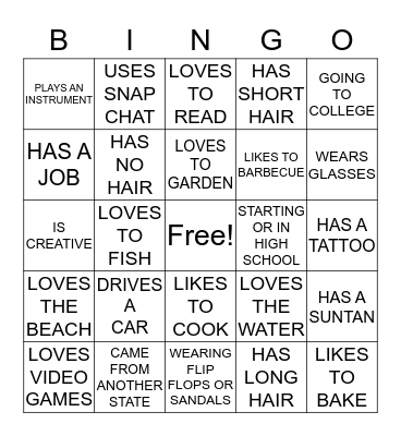 CAPE COD FAMILY  Bingo Card