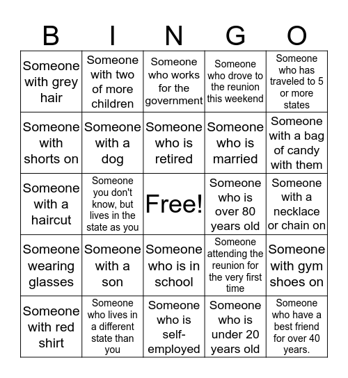 Shuqulakian Reunion Meet and Greet Bingo Card