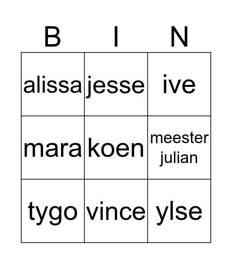 3Bingo Card