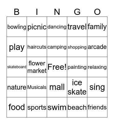 Holidays Bingo Card