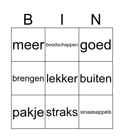 Wat heb je nodig? Bingo Card