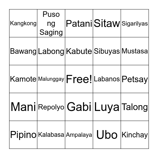 GULAY Bingo Card