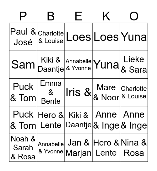 Pbeek Bingo Card