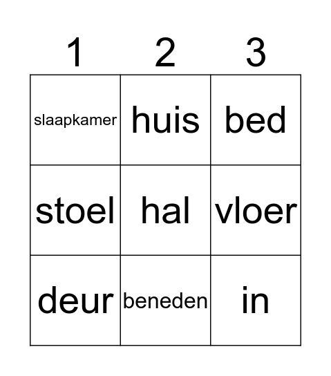 Bingo Engelse woordjes Bingo Card