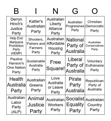 <Party Time> Bingo Card