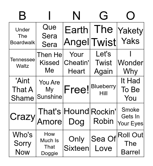 Music Bingo Part 2 Bingo Card