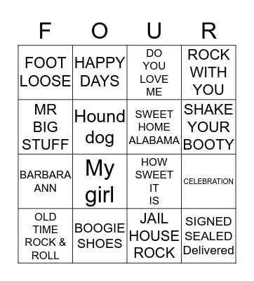 4 corners fun Bingo Card