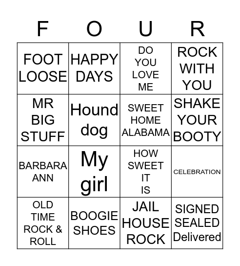 4 corners fun Bingo Card