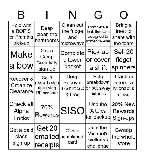 9819 BINGO Card