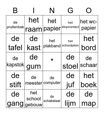 groep c bingo kaart Bingo Card