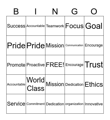 Customer Service Bingo Card