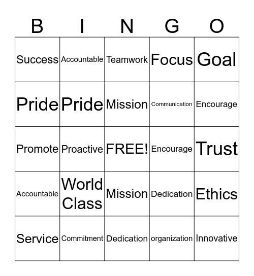 Customer Service Bingo Card