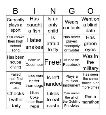 People Bingo Card