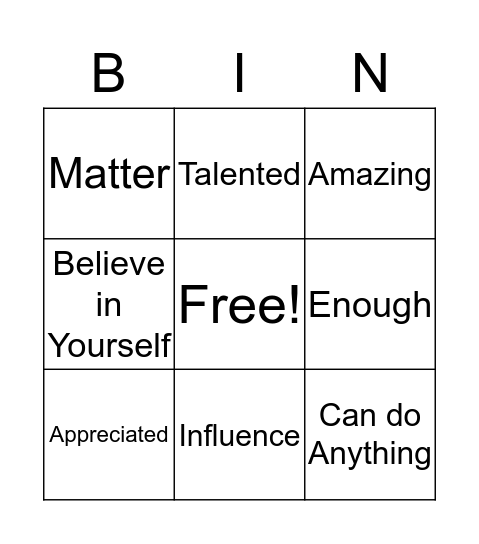 You Matter Bingo Card