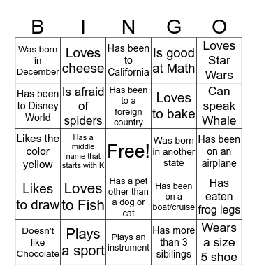 Find Someone Who... Bingo Card