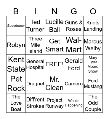 70's BINGO BASH Bingo Card