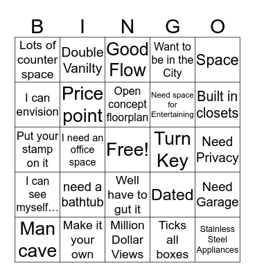 HGTV BINGO Card