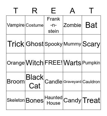 Halloween Bingo is Trick or  Bingo Card