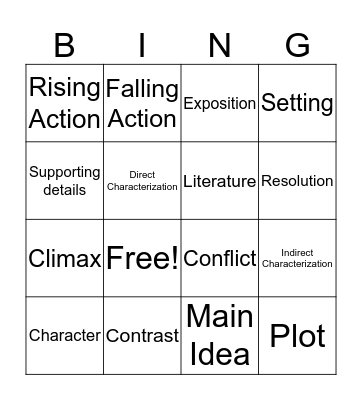 Vocabulary Review Bingo Card