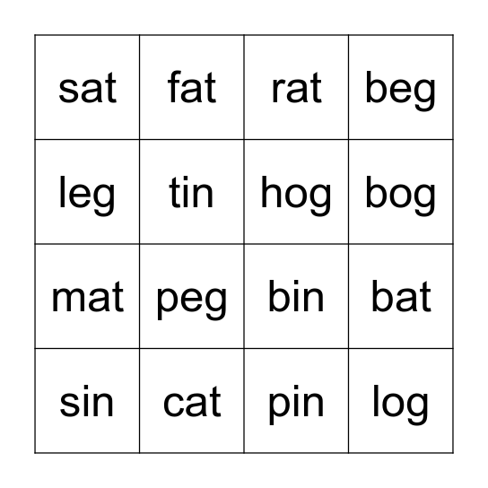 Hosanna House Montessori Bingo Card