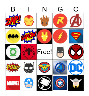 Super Heroes Bingo Card