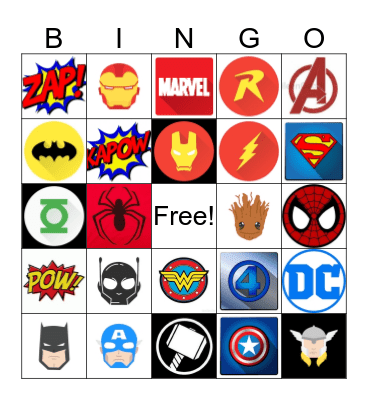 Super Heroes Bingo Card