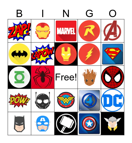 Super Heroes Bingo Card