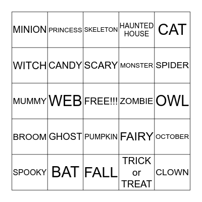 HAPPY HALLOWEEN!!! Bingo Card