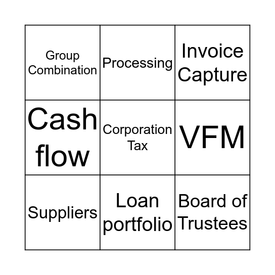 Bongo`s Bingo Finance  Bingo Card