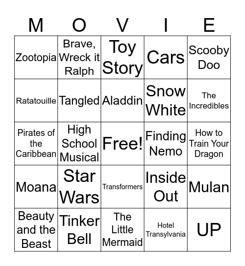 MOVIE BINGO Card