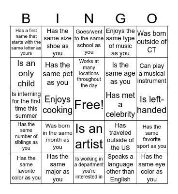 Find Someone Who... Bingo Card