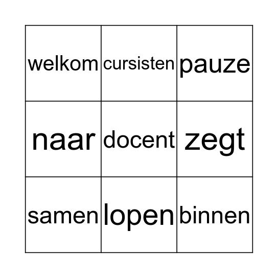 Naar school Bingo Card