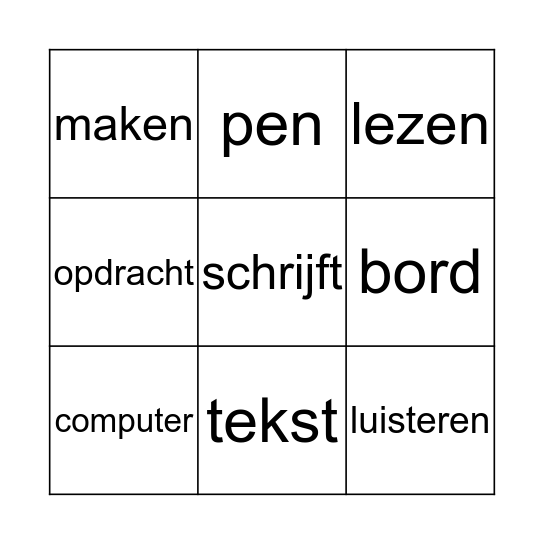 De cursisten leren Nederlands Bingo Card